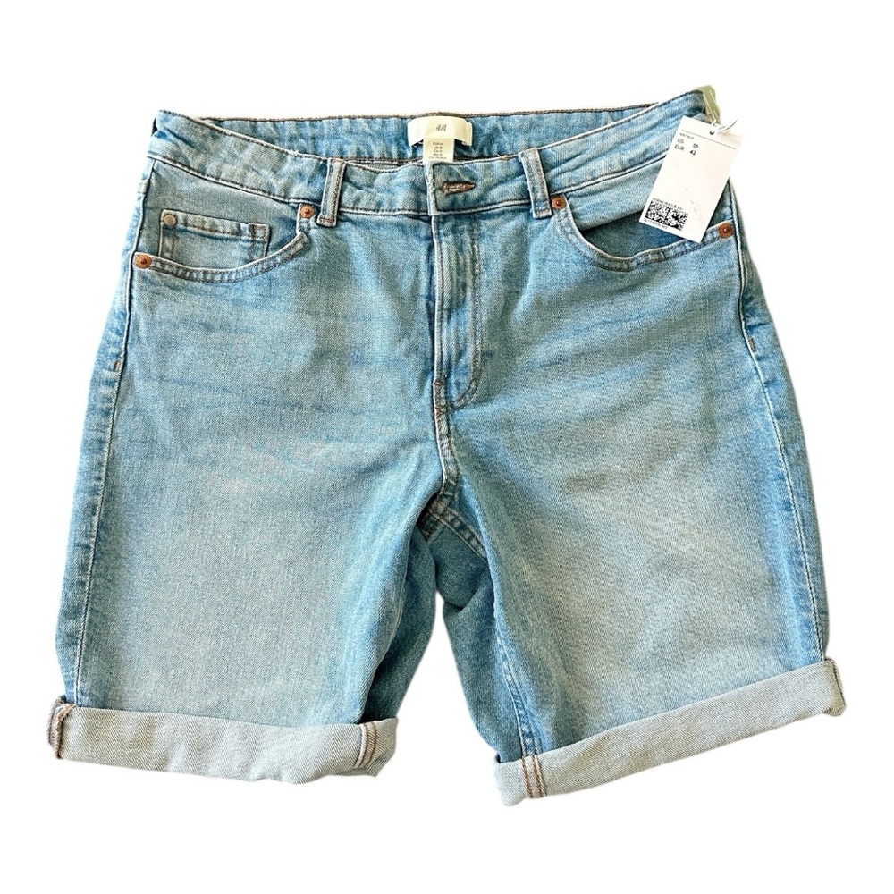 NWT H&M Light Wash Denim Bermuda Shorts – Size 10 (fits 8-10) - Picture 1 of 9
